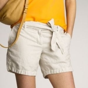 Jcrew Linen & Cotton Seaside Shorts with Belt | Cream Off-white Womans S…